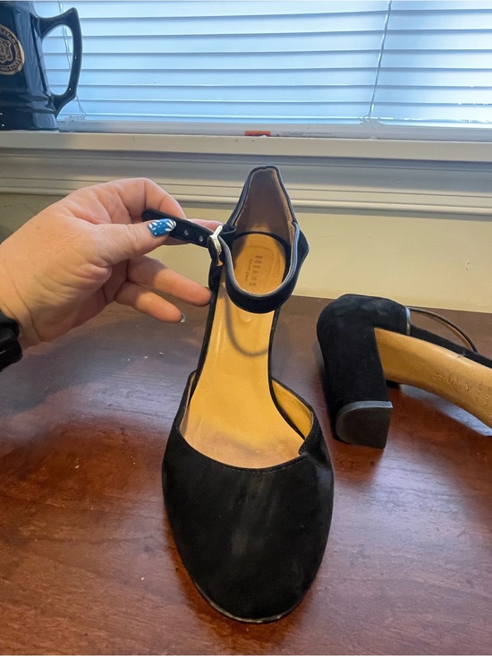 Sezane Black Suede Ankle-Strap Block Heels main image 4